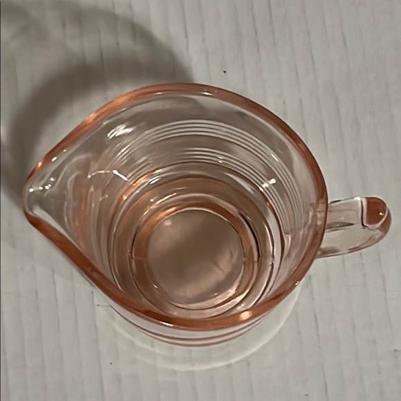Vintage Pink Depression Glass Anchor Hocking Banded Rings Cream and Sugar - Picture 5 of 7